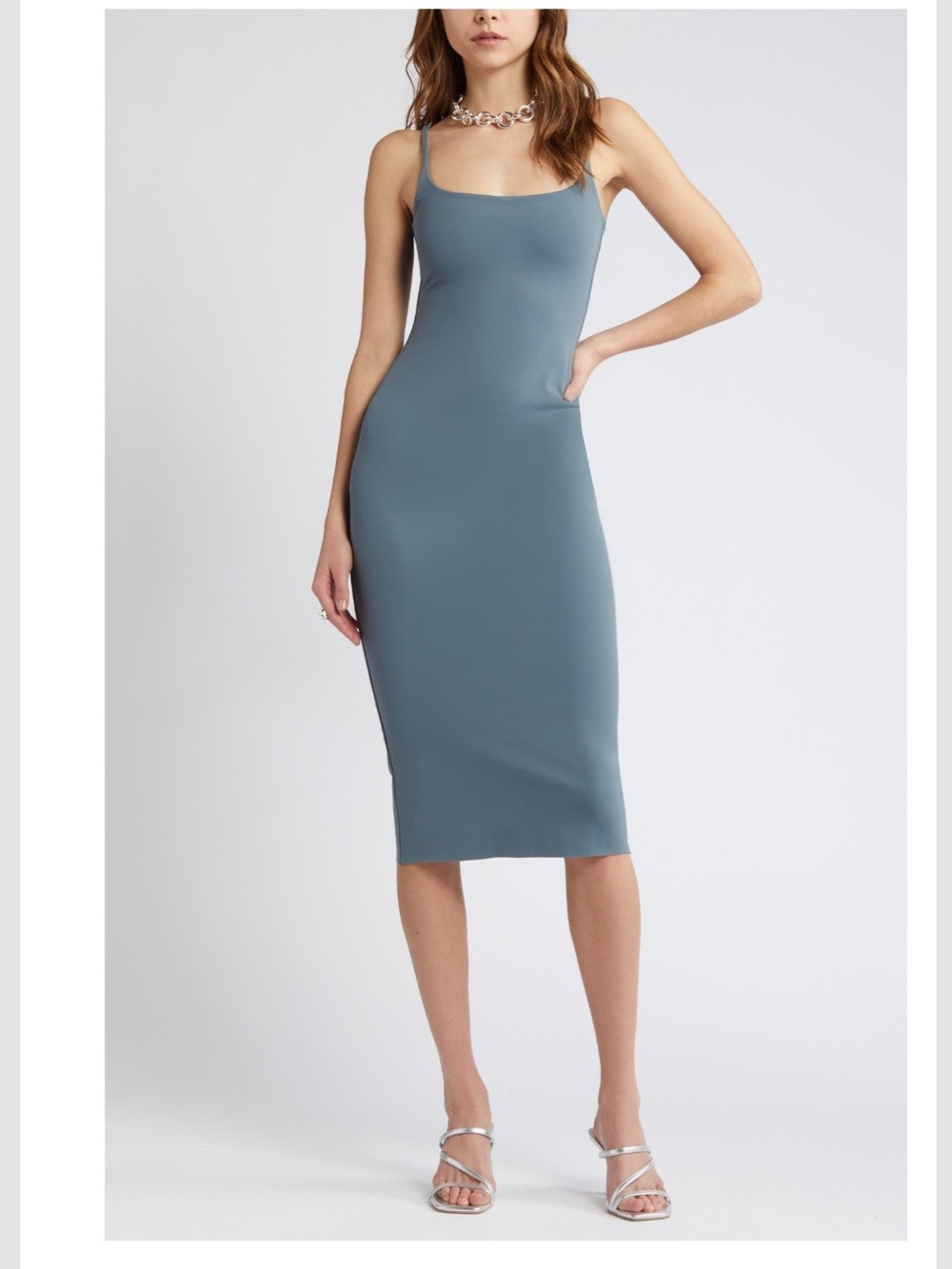 Open Edit Smooth Strappy Midi Slip Dress